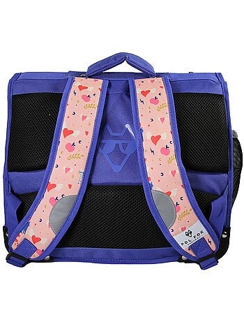 Cartera escolar niña 38 cm reversible 2 compartimentos POL FOX Dream rosa motivo gato y corazón