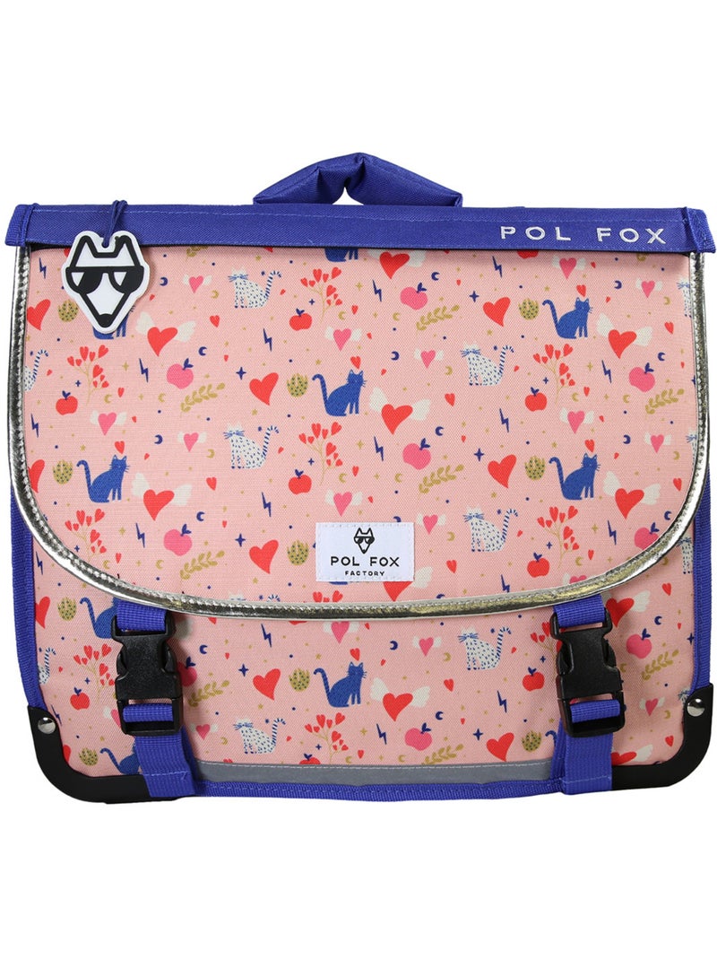 Cartera escolar niña 38 cm reversible 2 compartimentos POL FOX Dream rosa motivo gato y corazón Rosa - Kiabi