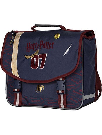 Cartera escolar niño 38 cm 2 compartimentos HARRY POTTER Quidditch azul burdeos