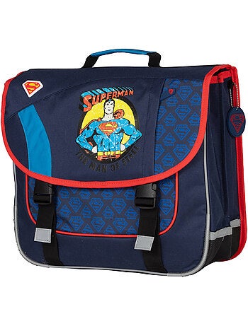 Cartera escolar niño 38 cm 2 compartimentos SUPERMAN azul rojo