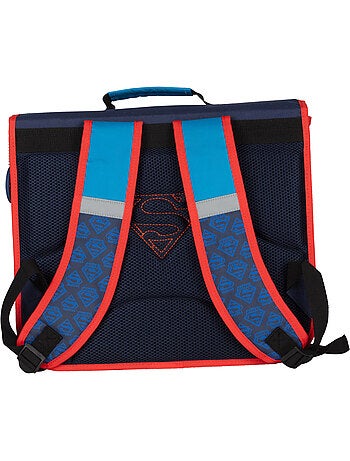 Cartera escolar niño 38 cm 2 compartimentos SUPERMAN azul rojo