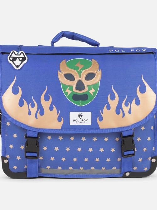 Cartera escolar niño 38 cm reversible 2 compartimentos POL FOX Catch azul motivo lucha libre - Kiabi Cartera escolar niño 38 cm reversible 2 compartimentos POL FOX Catch azul motivo lucha libre - Kiabi