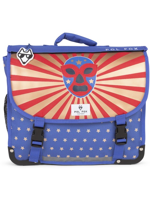 Cartera escolar niño 38 cm reversible 2 compartimentos POL FOX Catch azul motivo lucha libre - Kiabi Cartera escolar niño 38 cm reversible 2 compartimentos POL FOX Catch azul motivo lucha libre - Kiabi