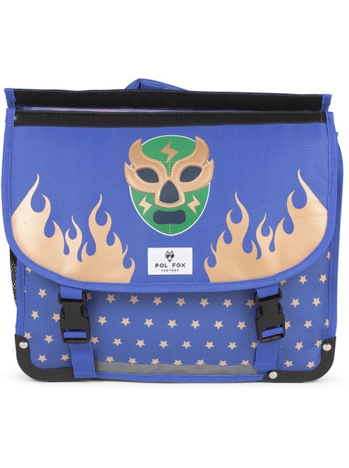 Cartera escolar niño 38 cm reversible 2 compartimentos POL FOX Catch azul motivo lucha libre - Kiabi Cartera escolar niño 38 cm reversible 2 compartimentos POL FOX Catch azul motivo lucha libre - Kiabi