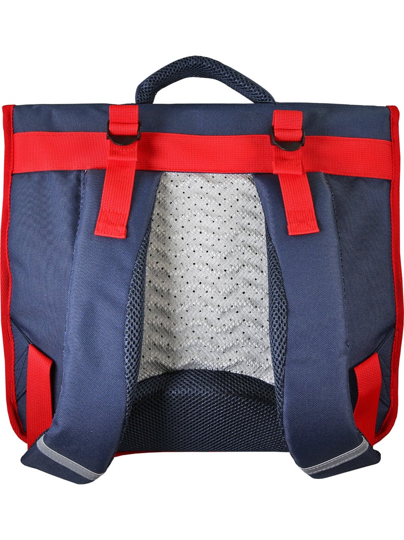 Cartera escolar para niño Phileas Coche de 38 cm – 2 compartimentos – Azul y rojo Azul - Kiabi