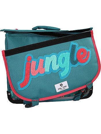 Cartera escolar POL FOX Jungle 41 cm reversible verde tropical