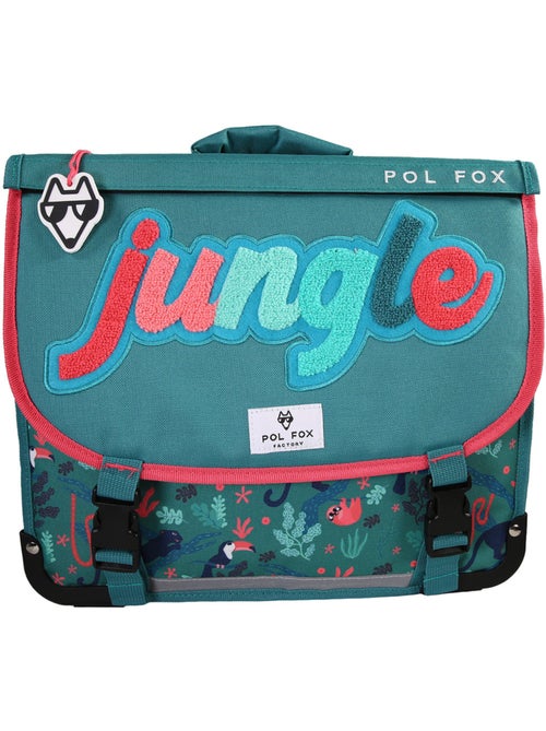 Cartera escolar POL FOX Jungle 41 cm reversible verde tropical - Kiabi Cartera escolar POL FOX Jungle 41 cm reversible verde tropical - Kiabi