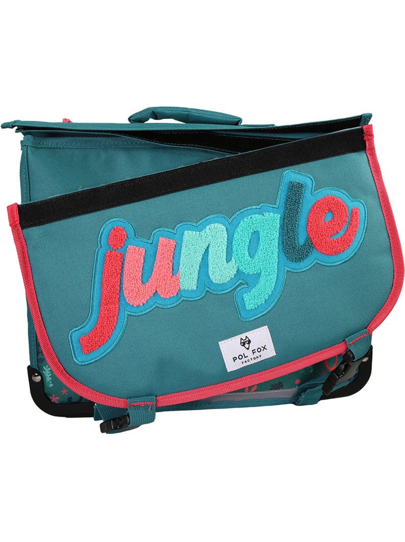 Cartera escolar POL FOX Jungle 41 cm reversible verde tropical Verde - Kiabi