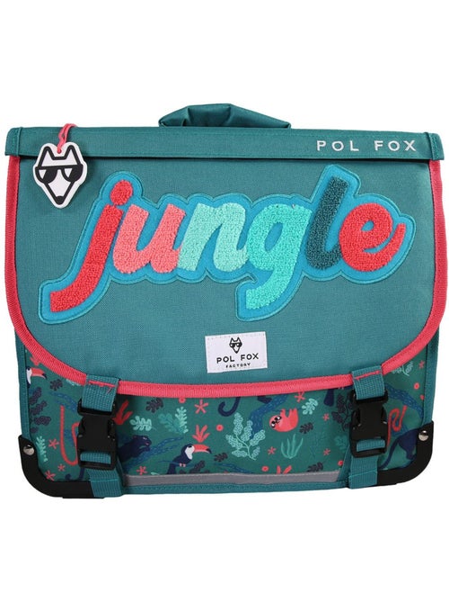 Cartera escolar POL FOX Jungle 41 cm reversible verde tropical - Kiabi Cartera escolar POL FOX Jungle 41 cm reversible verde tropical - Kiabi