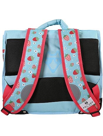 Cartera escolar POL FOX Strawberry 35 cm reversible rosa y azul