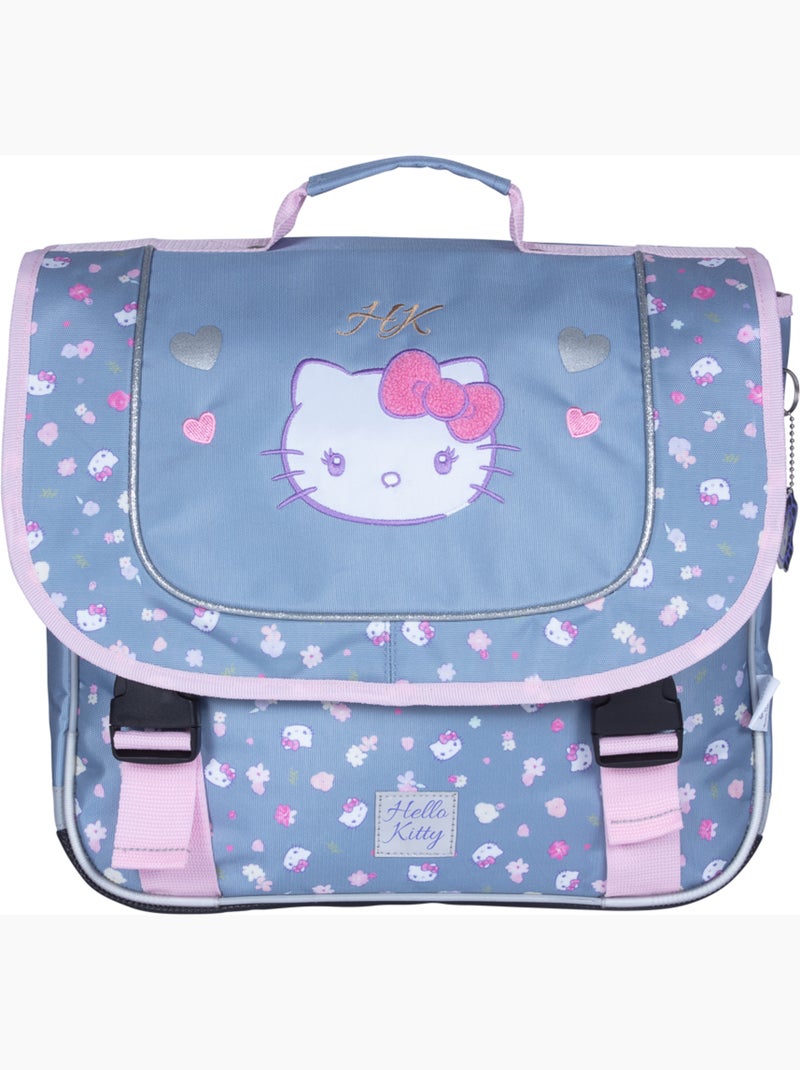 Cartera escolar primaria 38 cm 2 compartimentos HELLO KITTY Delicate Flowers azul rosa Azul - Kiabi