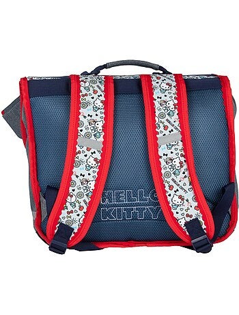 Cartera escolar primaria 38 cm 2 compartimentos HELLO KITTY Kiss Kiss gris rojo