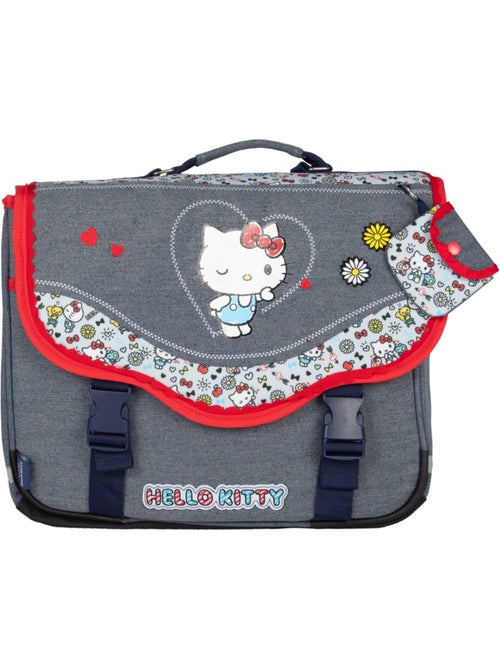 Cartera escolar primaria 38 cm 2 compartimentos HELLO KITTY Kiss Kiss gris rojo - Kiabi