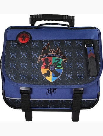 Cartera escolar primaria con ruedas 38 cm 2 compartimentos HARRY POTTER azul negro