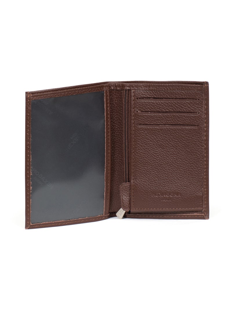 Cartera europea - 1 compartimento - Cuero CONFORT Marrón chocolate - Kiabi