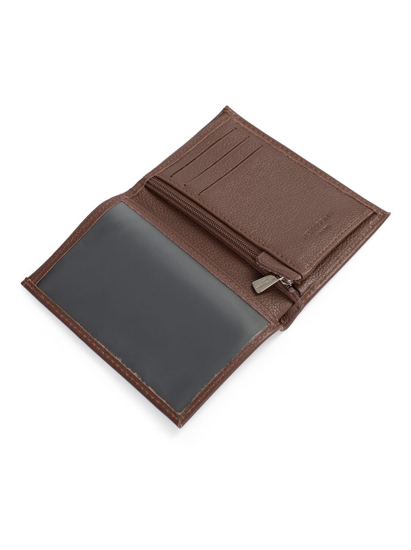 Cartera europea - 1 compartimento - Cuero CONFORT Marrón chocolate - Kiabi