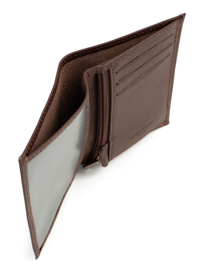 Cartera europea - 1 compartimento - Cuero CONFORT Marrón chocolate - Kiabi