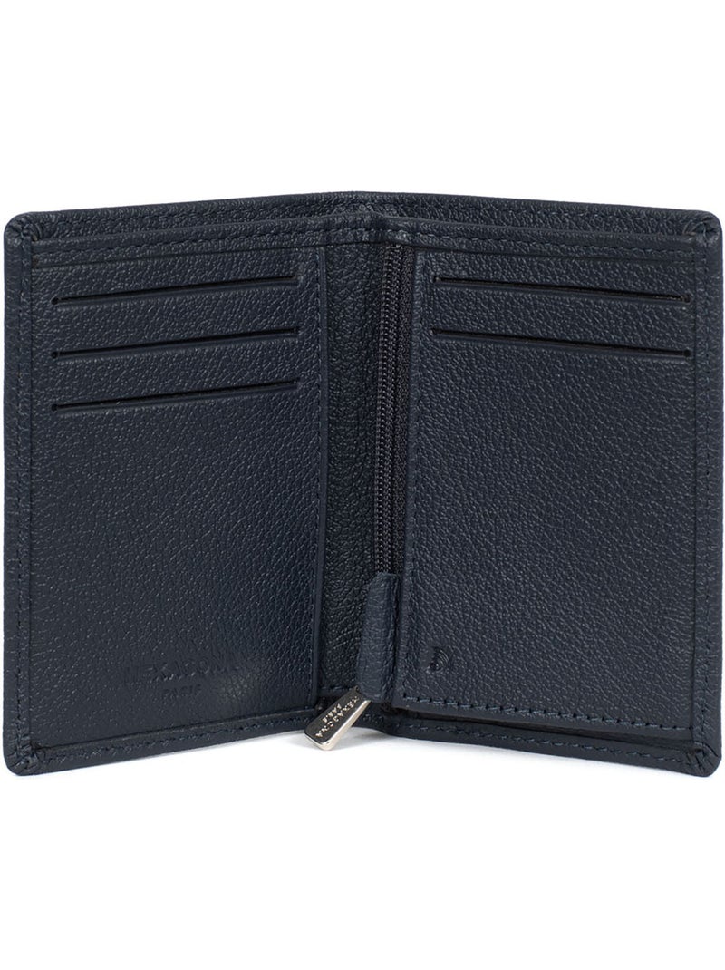 Cartera europea - 1 compartimento - detención rfid - cuero de vaca confort hexagona Azul marino - Kiabi