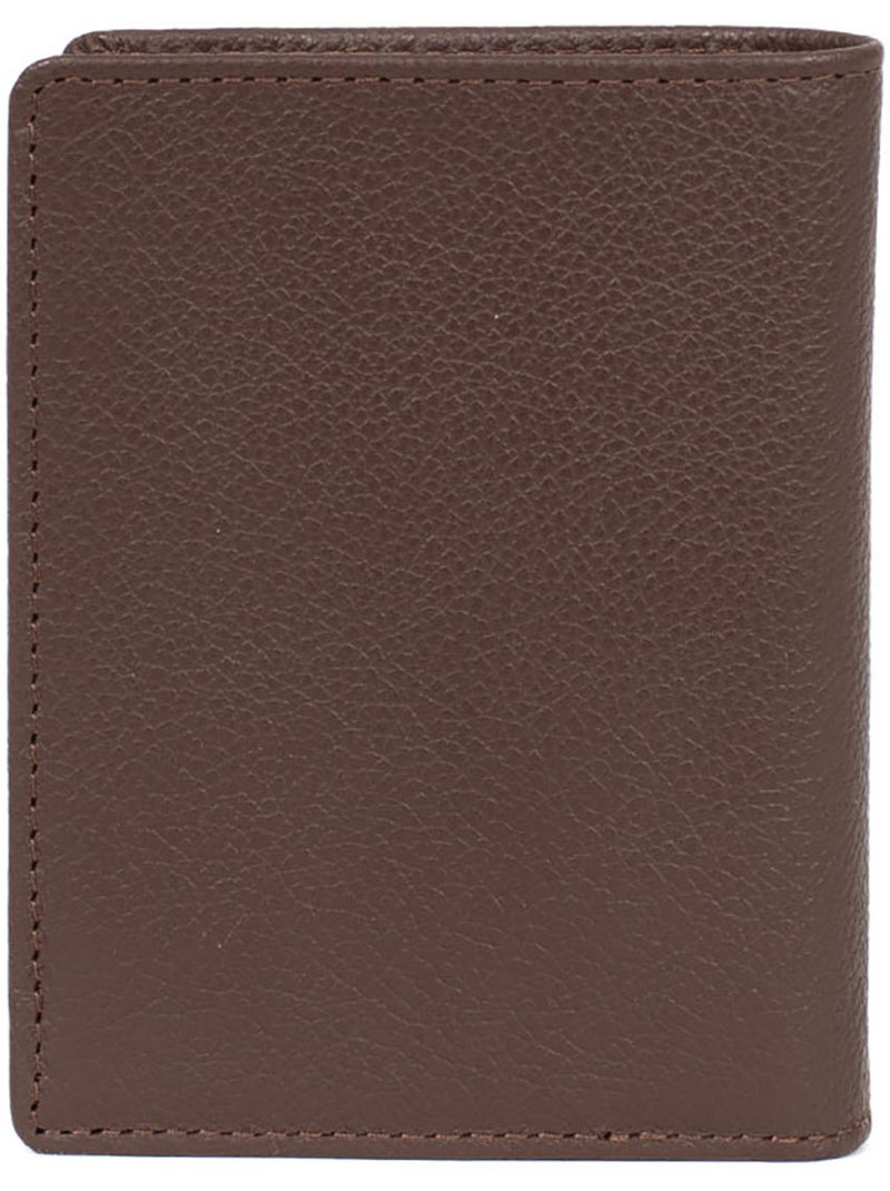 Cartera europea - 1 compartimento - detención rfid - cuero de vaca confort hexagona Marrón chocolate - Kiabi