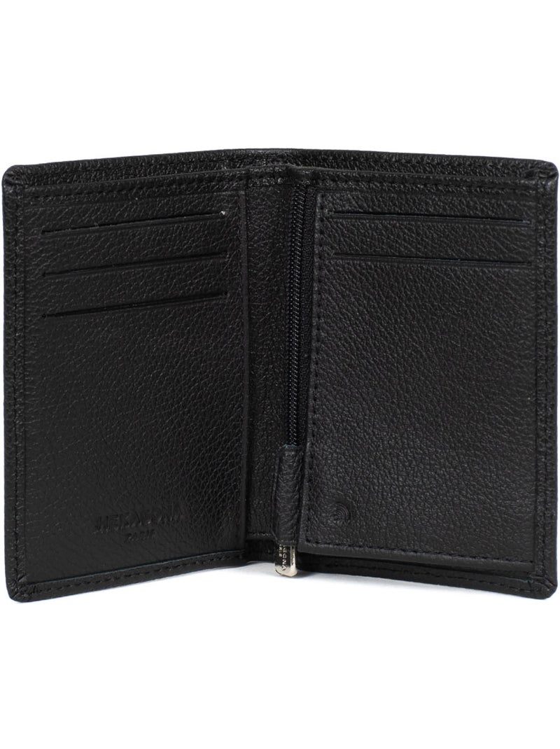 Cartera europea - 1 compartimento - detención rfid - cuero de vaca confort hexagona Negro - Kiabi