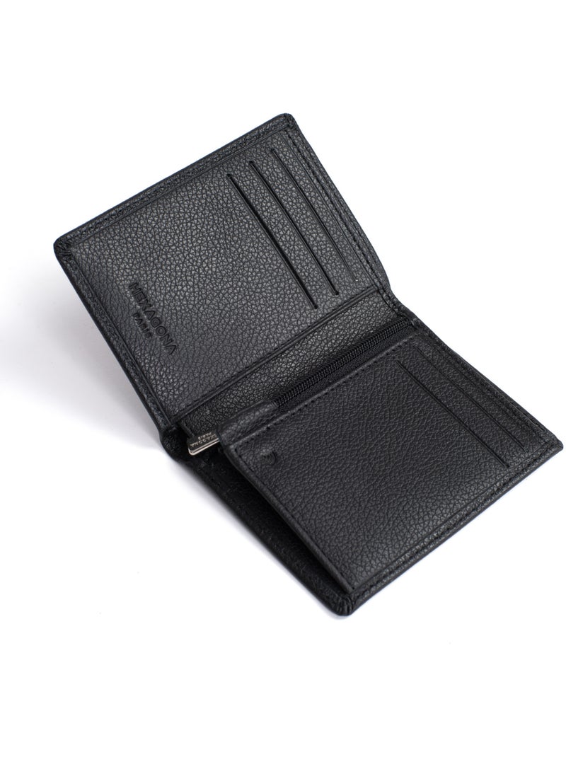 Cartera europea - 1 compartimento - detención rfid - cuero de vaca confort hexagona Negro - Kiabi