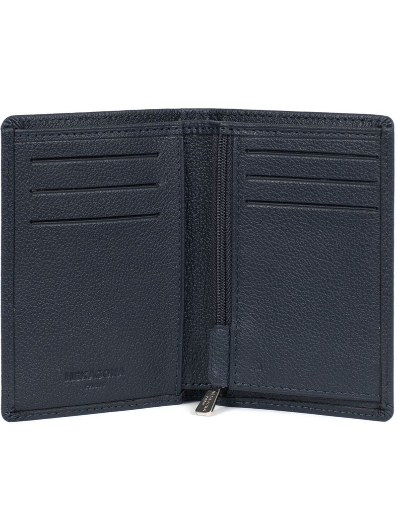 Cartera europea - 1 compartimento - detener rfid - cuero de vaca confort hexagona Azul marino - Kiabi