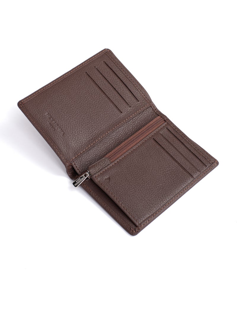 Cartera europea - 1 compartimento - detener rfid - cuero de vaca confort hexagona Marrón chocolate - Kiabi