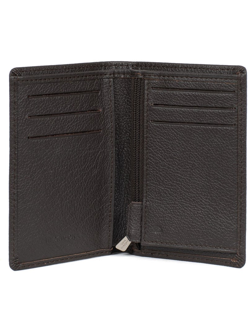 Cartera europea - 1 compartimento - detener rfid - cuero de vaca confort hexagona Marrón oscuro - Kiabi