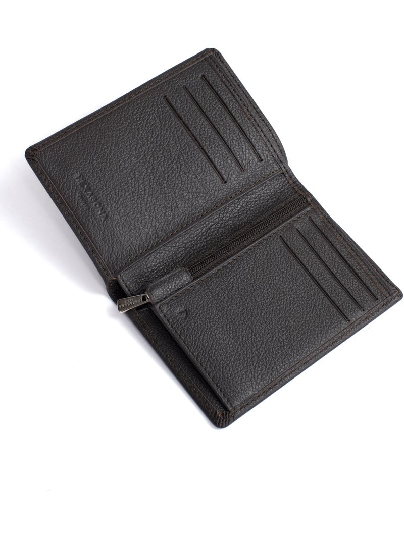 Cartera europea - 1 compartimento - detener rfid - cuero de vaca confort hexagona Marrón oscuro - Kiabi