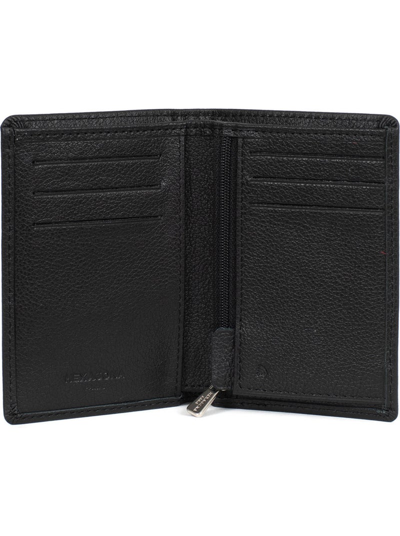Cartera europea - 1 compartimento - detener rfid - cuero de vaca confort hexagona Negro - Kiabi