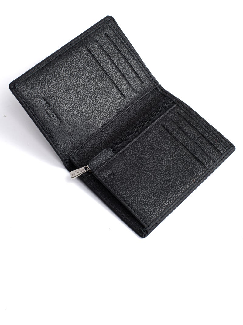 Cartera europea - 1 compartimento - detener rfid - cuero de vaca confort hexagona Negro - Kiabi