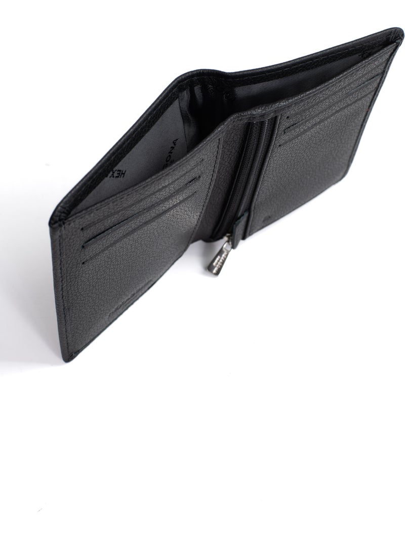 Cartera europea - 1 compartimento - detener rfid - cuero de vaca confort hexagona Negro - Kiabi