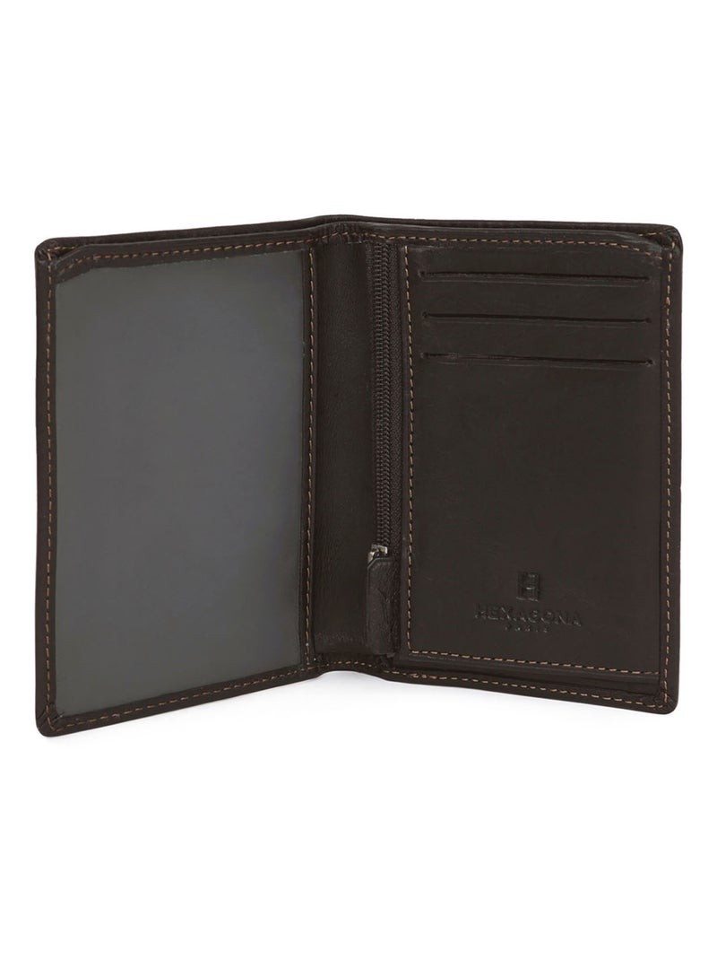 Cartera europea - 1 pliegue - cuero félin hexagona Marrón - Kiabi