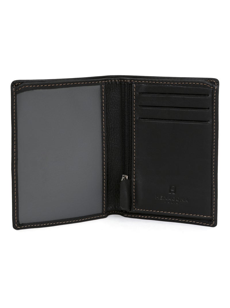 Cartera europea - 1 pliegue - cuero félin hexagona Negro - Kiabi