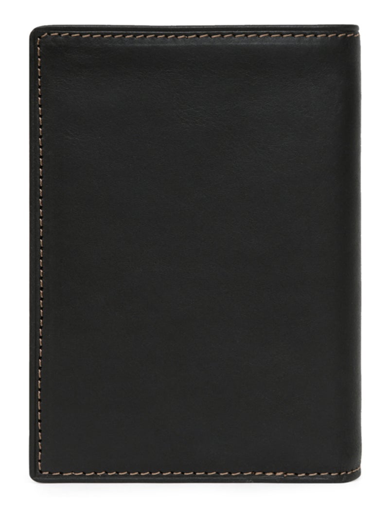 Cartera europea - 1 pliegue - cuero félin hexagona Negro - Kiabi