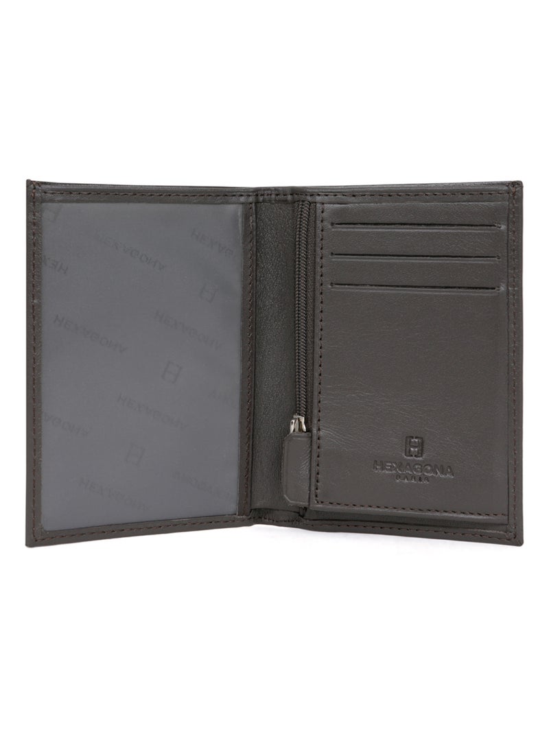 Cartera europea - 1 pliegue - cuero soft hexagona Marrón - Kiabi