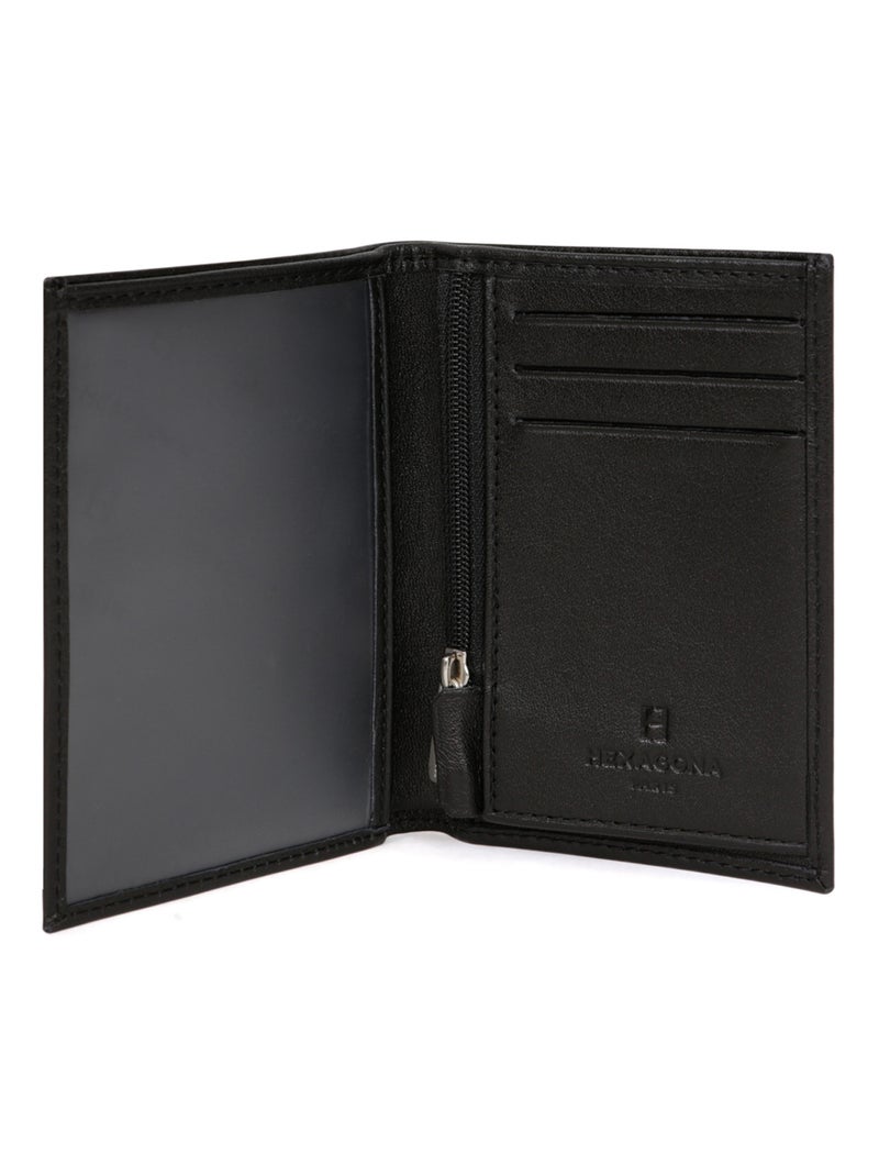 Cartera europea - 1 pliegue - cuero soft hexagona Negro - Kiabi