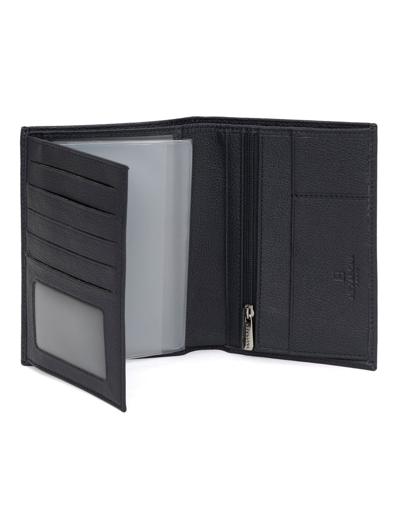 Cartera europea - 2 pliegues - cuero confort hexagona Azul marino - Kiabi