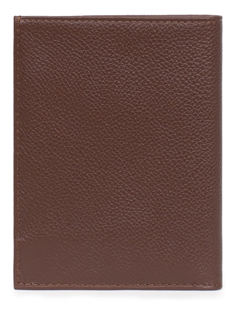 Cartera europea - 2 pliegues - cuero confort hexagona Marrón chocolate - Kiabi