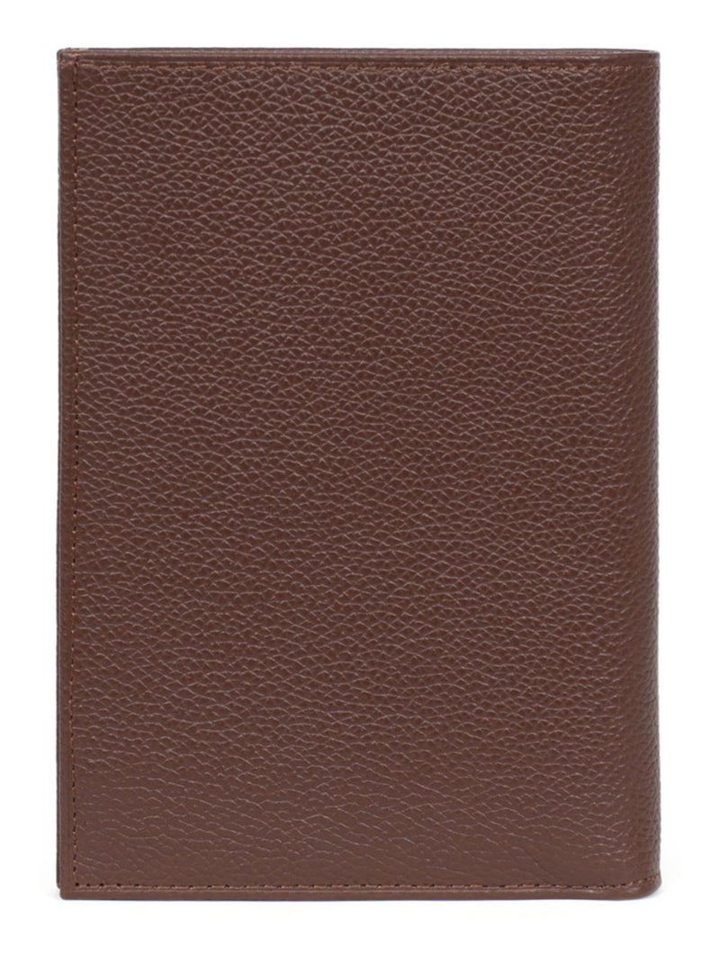Cartera europea - 2 pliegues - cuero confort hexagona Marrón chocolate - Kiabi