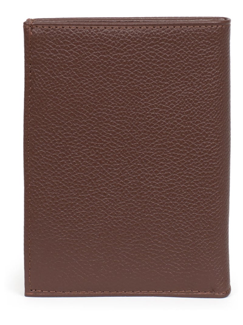 Cartera europea - 2 pliegues - cuero confort hexagona Marrón chocolate - Kiabi