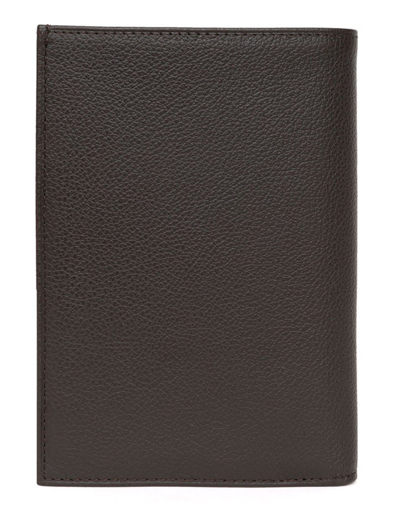 Cartera europea - 2 pliegues - cuero confort hexagona Marrón oscuro - Kiabi