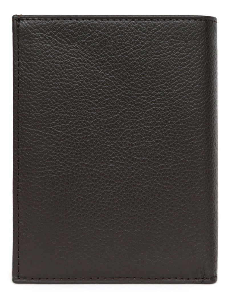 Cartera europea - 2 pliegues - cuero confort hexagona Marrón oscuro - Kiabi