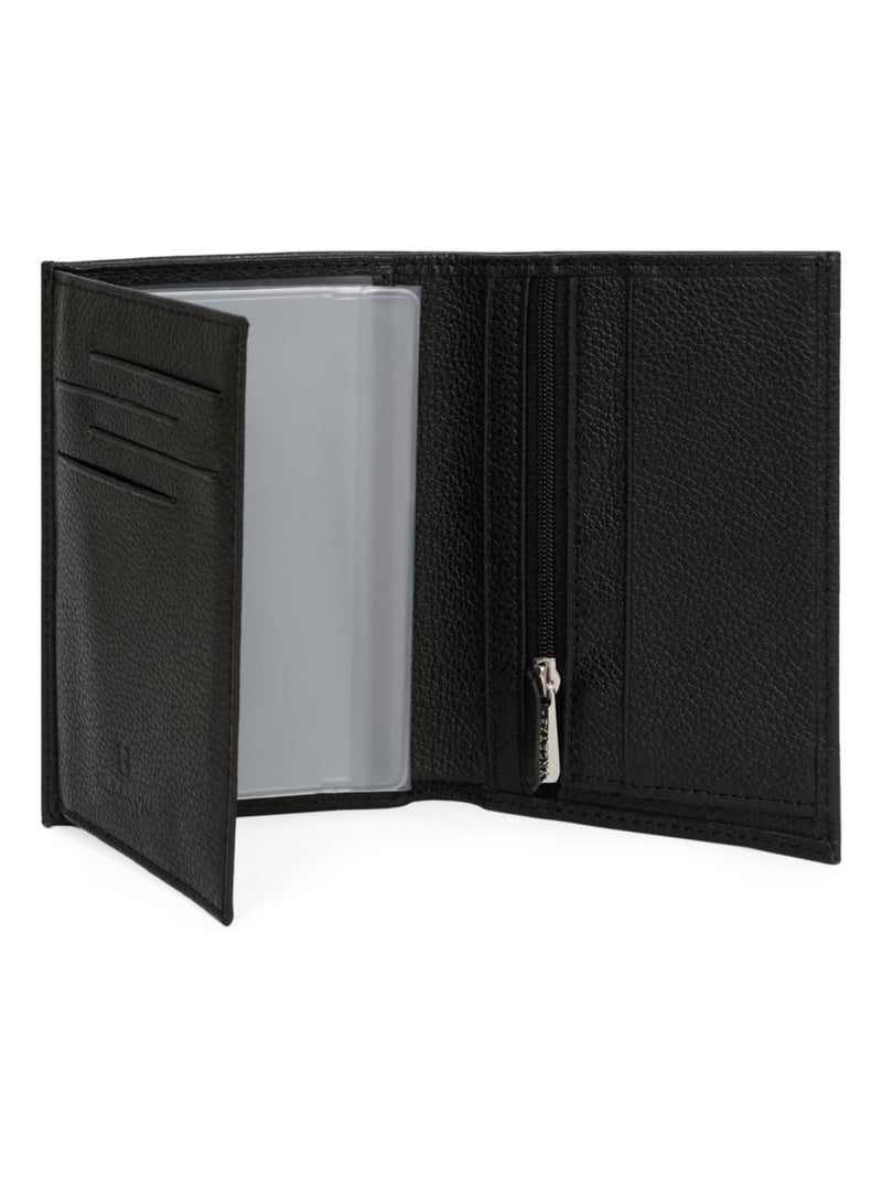 Cartera europea - 2 pliegues - cuero confort hexagona Negro - Kiabi