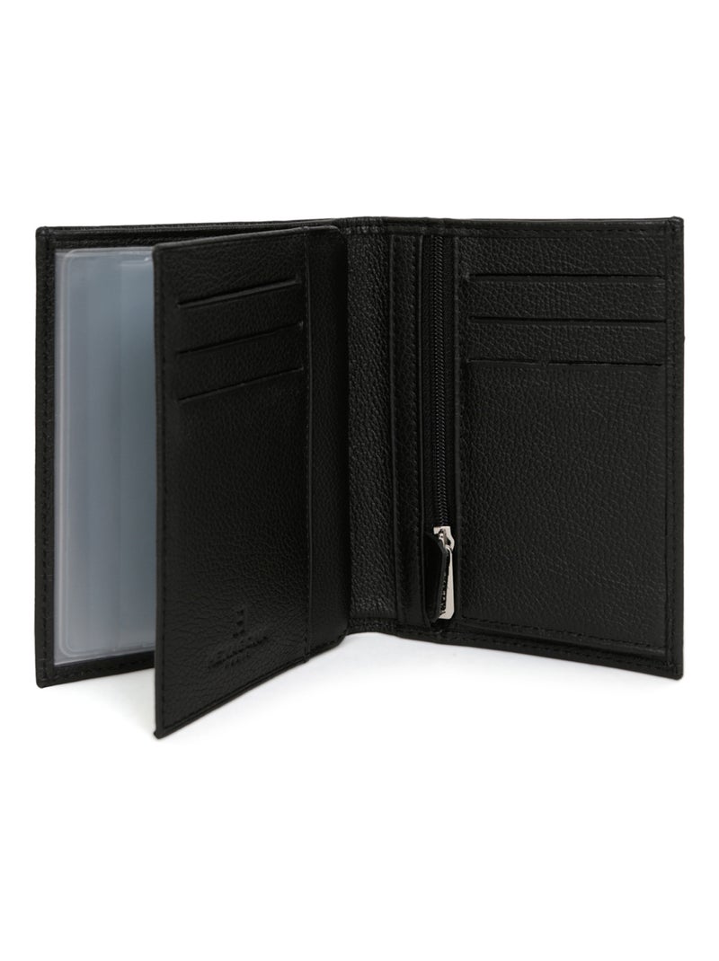 Cartera europea - 2 pliegues - cuero confort hexagona Negro - Kiabi