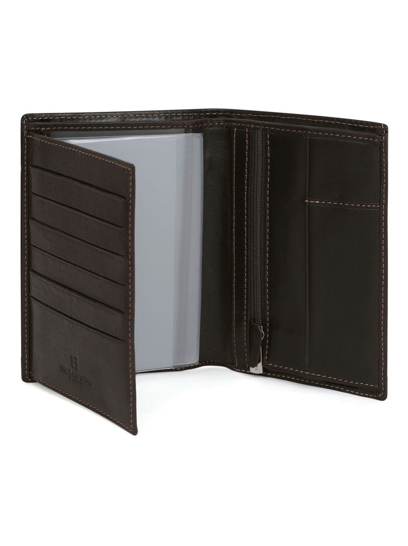 Cartera europea - 2 pliegues - cuero félin hexagona Marrón - Kiabi