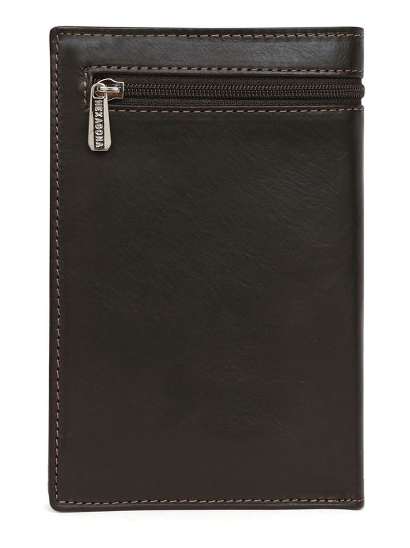 Cartera europea - 2 pliegues - cuero félin hexagona Marrón - Kiabi