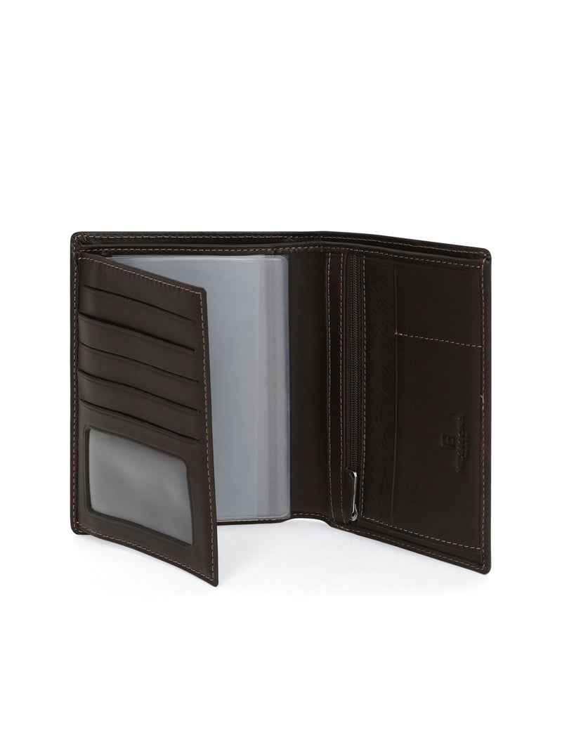 Cartera europea - 2 pliegues - cuero félin hexagona Marrón - Kiabi