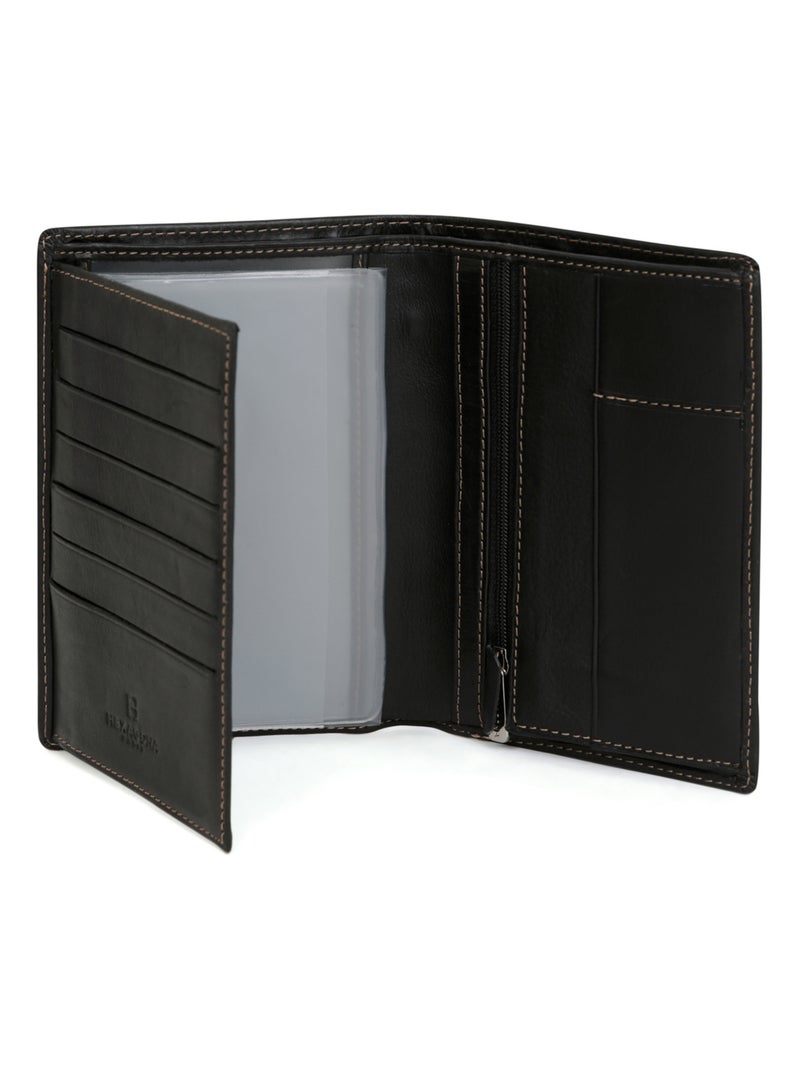 Cartera europea - 2 pliegues - cuero félin hexagona Negro - Kiabi