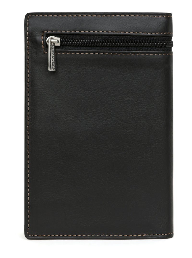 Cartera europea - 2 pliegues - cuero félin hexagona Negro - Kiabi